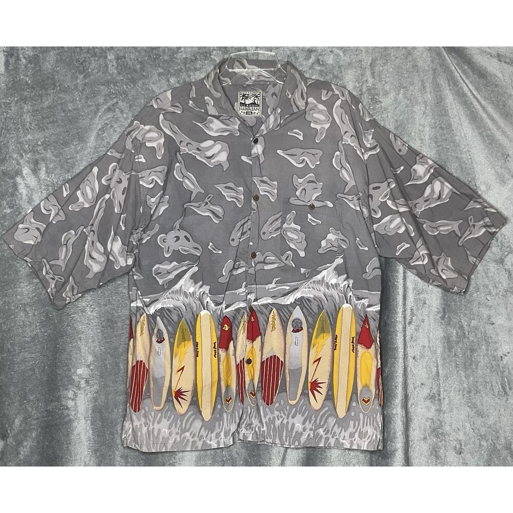 Steve & Barry’s Classic Hawaiian Mens XXL Surfboard Print Button Up Shirt Cotton